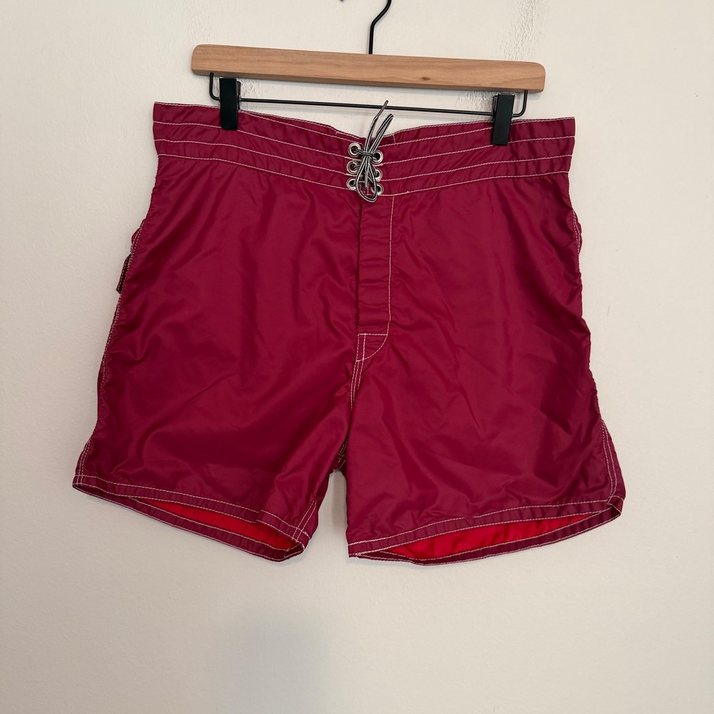 Birdwell Britches Nylon Board Shorts 34 maroon burgundy resort casual outdoor
